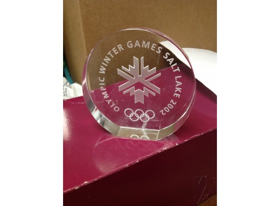 Glass Paperweight Of The Salt Lake City Winter Olympics