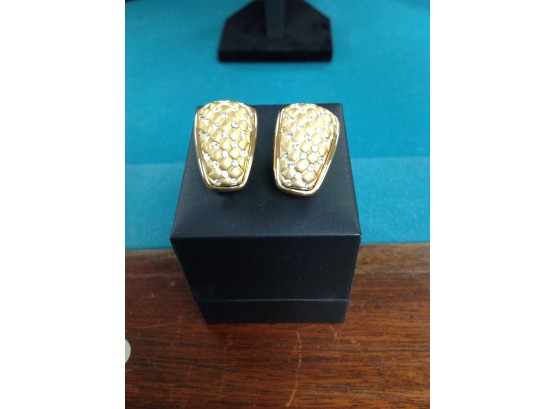 Swarovski Gold Crystal Clip On Earrings