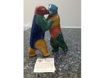 Raku Art-artist Made -  Made In Africa-2D Bears