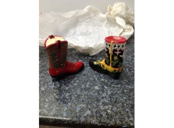 2 Cowboy Boot Candles From The Phoenician Hotel In Arizona
