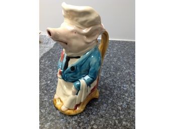 China Pig Pitcher Dressed As A Waiter