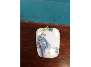 Chinese Porcelain Pendant From Hong Kong 1980