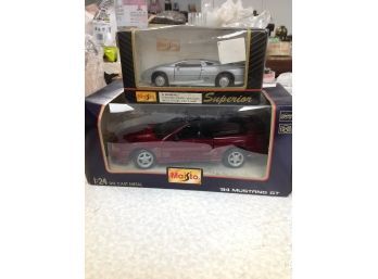 Maisto Cars- 94 Mustang GT (1:24 Die Cast Metal) & Small Lamborghini Pull Back Car -never Used In Boxes