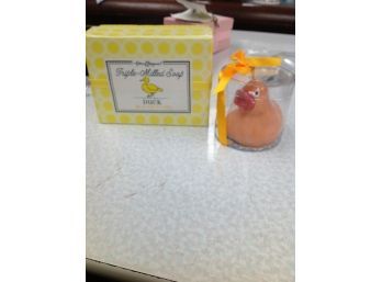 Triple Milled Duck Shaped Soap In Lemon Scent & Orange Colored Duck Shape Soap-Never Used