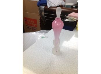 Pink With A Frosted Swirl Designed Perfume Bottle