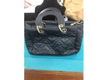 Black Quilted Heart Handbag With Strap- Never Worn
