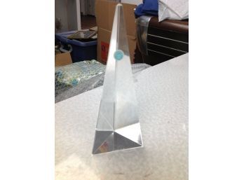 Tiffany And Co. Glass Obelisk Triangular Sculpture