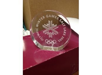 Glass Paperweight Of The Salt Lake City Winter Olympics