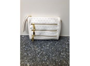 White Buco Decorative Pocketbook With 3 Zippered Pockets On The Front. - With Tags