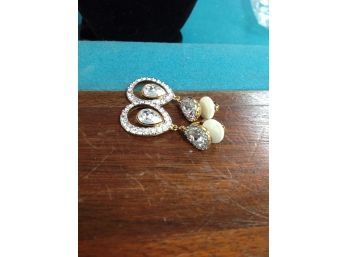 Swarovski Gold And Hanging Crystal Clip On Earring