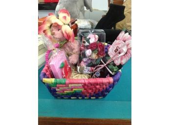 Basket Of 2Bears, Box Of Flower Papered Pencils And Magnetic Apple Paper Holder