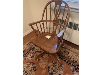 Oak Wood Desk Chair On Wheels