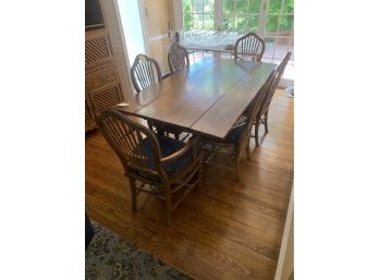 Century Dining Room Set With Six Chairs, And Seat Cushions