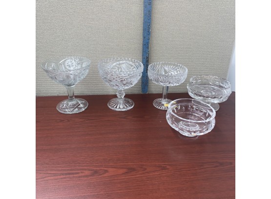 Lot Of Five Crystal/glass Candy Bowls