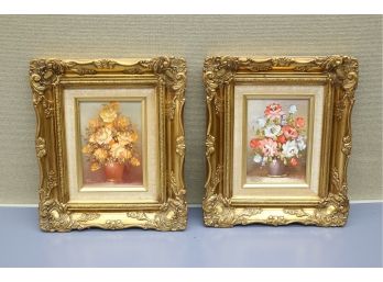 Beauiful Pair Of Gold Framed Oil On Canvas's By R. Caf & S. Banton