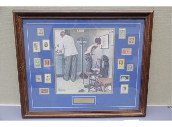 Norman Rockwell Print With Stamps