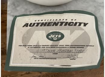 Donnie Abraham #29 Autographed Jets Football With Certificate Of Authenticity