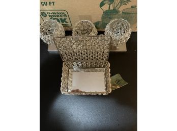 Bedazzled Trinket Box And Triple Candle Holder