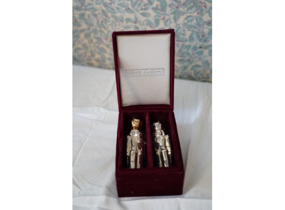 SILVER GALLERY NUT CRACKERS SALT AND PEPPER SHAKERS