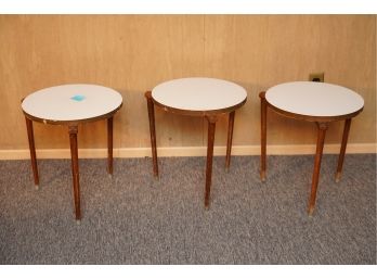 LOT OF 3 MID CENTURY NESTING TABLES, CHECK PHOTOS ON CONDITION.
