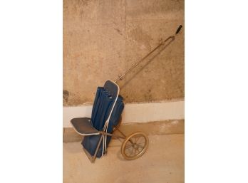VINTAGE GOLF BAG CADDY WITH CHAIR