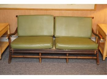 SOLID PIECE BAMBOO STYLE SOFA WTH VINYL CUSHIONS AND SPRING BOTTOM