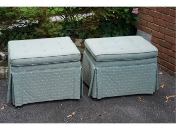 PAIR OF GREEN COLOR OTTOMANS