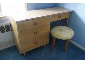 MID CENTURY STYLE 4 DRAWER DESK WITH STOOL SEAT