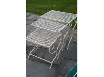 LOT OF 3 OUTDOOR METAL NESTING TABLES