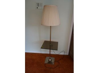 CHROME BASE WITH GLASS MID CENTURY LAMP (READ INFO)