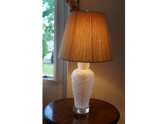 DUST CLEAR LAMP, NOT SIGNED, LIQULIE STYLE WITH BIRDS IMPRINTS