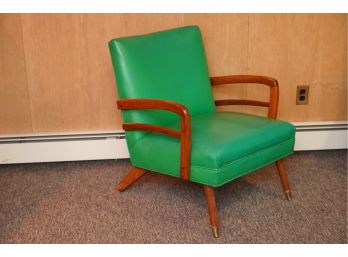 MID CENTURY CHAIR WITH GREEN COLOR VINYL