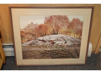 FRAMED PRINT BY JAMES COLLWAY PRINT OF NYC CENTRAL PARK SCENERY