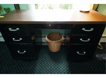 FILE CABINET STYLE DESK WITH WOOD TOP