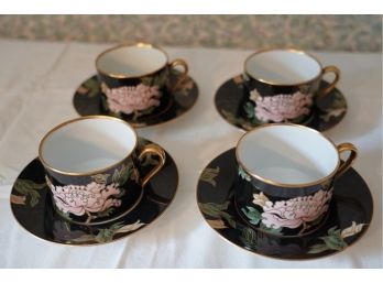 LOT OF 4 'CLOISONNE PEONY' FITZ AND FLOYD TEA CUPS