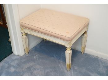 WOODEN DETAILED OTTOMAN WITH PINK CUSHION