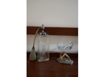 ART DECO BEAUTIFUL GLASS PERFUME BOTTLE AND SOAP HOLDER
