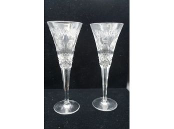 CLASSIC! WATERFORD CRYSTAL FLUTES WITH BOWS ENGRAVING 9.5IN HIGH