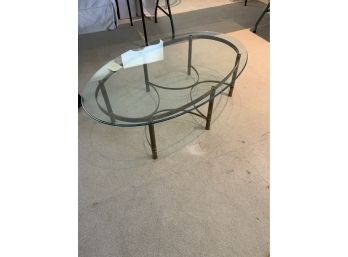 GORGEOUS GLASS TOP COFFEE TABLE WITH BRASS BASE