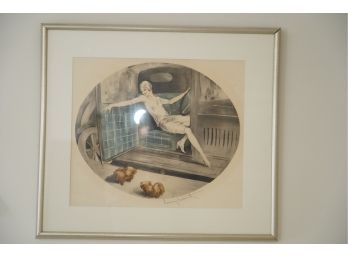 GORGEOUS PRINT OF A WOMEN SIGNED BY LOUIS I CART
