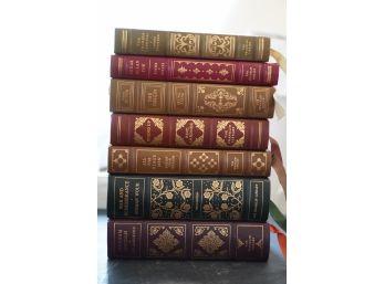 LOT OF 7 LEATHER-BOUND BOOKS INCLUDING THE ORIGIN BY IRVING STONE