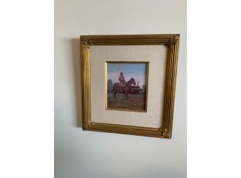 GORGEOUS OIL ON BOARD OF A MAN IN A HORSE SIGNED BY W.S. SELTZER