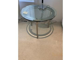 GORGEOUS GLASS TOP STEEL BASE SIDE TABLE