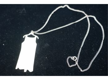 GORGEOUS STERLING DRESS SHAPE NECKLACE WITH S.N. ENGRAVING