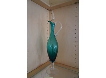 BEAUTIFUL MODERN DESIGN GREEN GLASS DECANTER