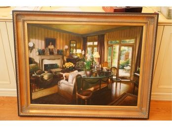 ANTIQUE REPRODUCTION DECROVATIVE  PINTING ON CANVAS OF INTERIOR  HOME