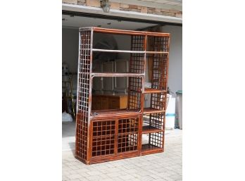 VINTAGE FAUX BAMBOO STYLE ENTERTAINMENT CENTER