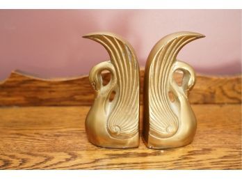 GORGEOUS BRASS METAL GEESE SHAPE  BOOKENDS 7IN HIGH