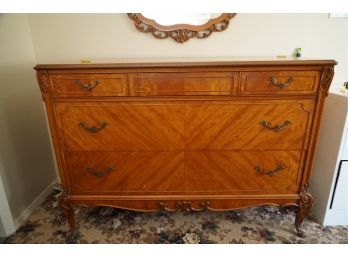 FRENCH INLAY ANTIQUE SOLID WOOD DRESSER WITH 4 DRAWERS