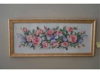 GORGEOUS PRINT OF FLOWERS IN A GOLD WOOD FRAME